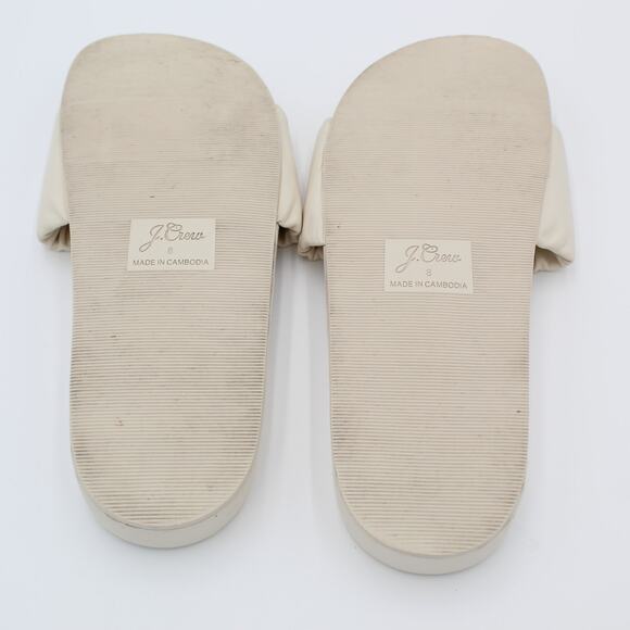 J. Crew Sandal Womens 8 White Leather Scrunchie Strap Slide Minimalist Slip On - Picture 6 of 9